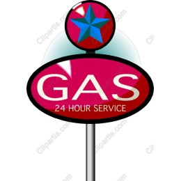 Retro Gas Station Sign (24 Hour Service)