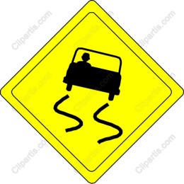 Skidding Car Caution Sign