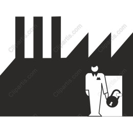 Industrial Security : Factory and Lock Icon