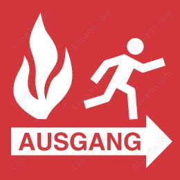Emergency Exit - AUSGANG with Flame Icon