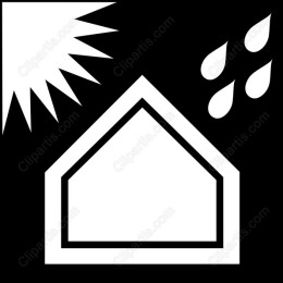 Minimalist House Icon with Sunshine and Raindrops