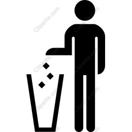 Minimalist Human Figure with Trash Bin