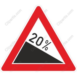 20% Gradient Slope Warning Sign