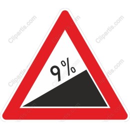 9% Gradient Warning Sign