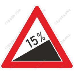 15% Gradient Slope Warning Sign