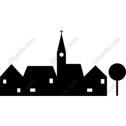 Silhouette Village at Dusk