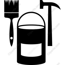DIY Tools: Paintbrush, Paint Can, and Hammer