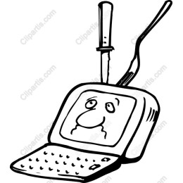 Whimsical Laptop with Fork and Knife