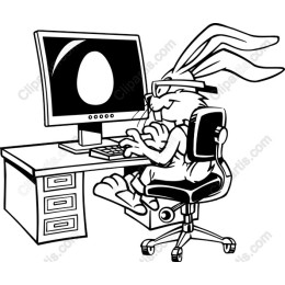 Playful Bunny Computer Enthusiast