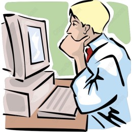 Contemplative User at Computer - /