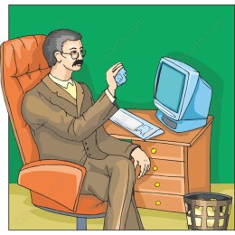 Vintage Businessman at Computer