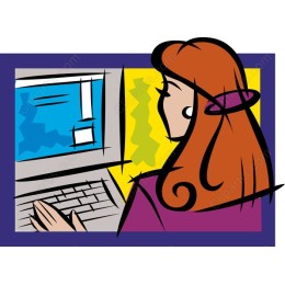 Vibrant of a Woman Working on a Computer