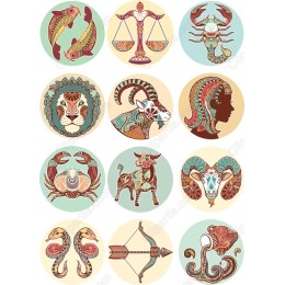 Zodiac Clipart Set - 12 Intricate