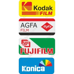 Vintage Film Logos Set - Kodak, Agfa, Fujifilm & Konica