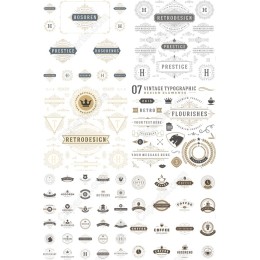 Vintage Typography Clipart Set - Retro Elements