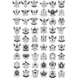Heraldic Emblems Set - 54 Classic Cliparts