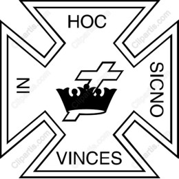 Maltese Cross with Crown and Latin Inscription