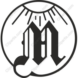 Stylish Emblematic of Letter M with Sun Rays