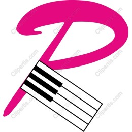 Pink Letter P with Piano Keyboard