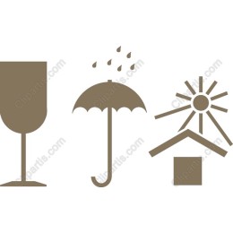 Minimalist Icon Set: Wine Glass, Umbrella, and Sun