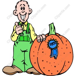 Happy Farmer with First Prize Pumpkin