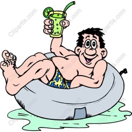 Summer Vibes: Fun of a Man Relaxing in an Inner Tube