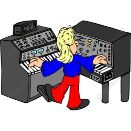 Playful Musician with Synthesizers