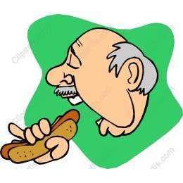 Cheerful Elderly Man Hot Dog