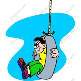 Playful of Boy Swinging on a Tire