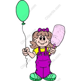 Joyful Child with Balloon and Cotton Candy