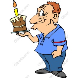 Cheerful Man with Birthday Cake