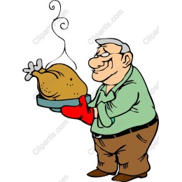 Cheerful Chef with Roasted Turkey