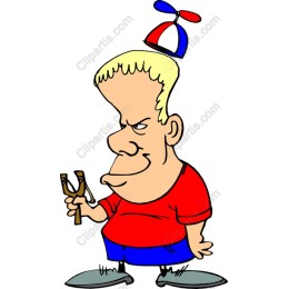 Mischievous Cartoon Character with Slingshot