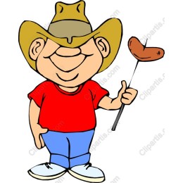 Cheerful Cowboy with Sausage