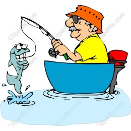 Cheerful Fisherman Catching Fish