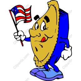 Whimsical American Pie Character with Flag