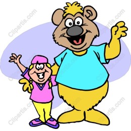 Joyful Girl and Bear