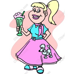 Vintage Cheerful Girl with Ice Cream Soda
