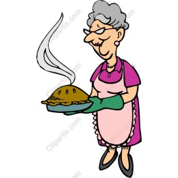 Cheerful Grandmother with Freshly Baked Pie