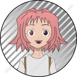Cheerful Pink-Haired Cartoon Character