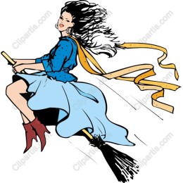 Whimsical Witch on Broomstick
