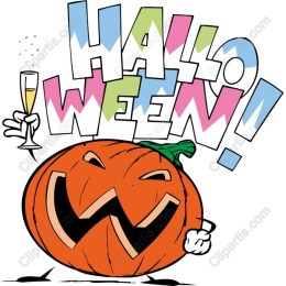 Cheerful Halloween Pumpkin with Champagne