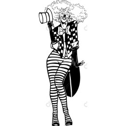Whimsical Black and White Clown