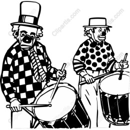 Playful Clown Drummers