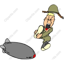 Cartoon Soldier with Bomb