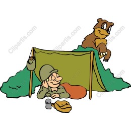 Whimsical Soldier and Bear Camping
