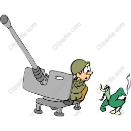 Whimsical Soldier vs. Cartoon Duck
