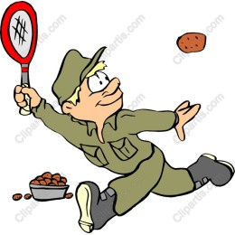 Playful Boy Catching Cookie with Racket