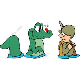 Whimsical Green Creature and Soldier