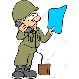 Cartoon Soldier on Phone